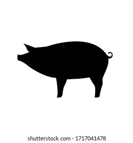 Farm Animal Pig Vector Icon. Piggy bank. Silhouette.