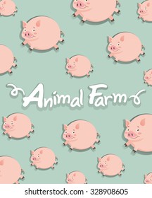 Farm animal with pigs background illustration