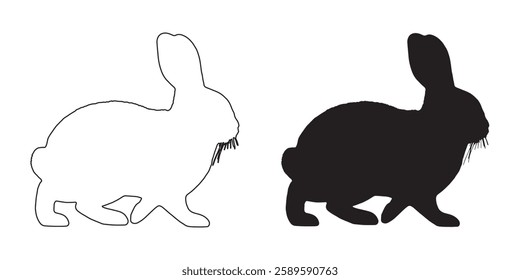 Farm Animal Rabbit Silhouette - Crisp Rabbit Outline for Digital Use
