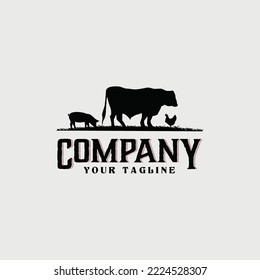 Farm animal retro logo inspiration illustration concept