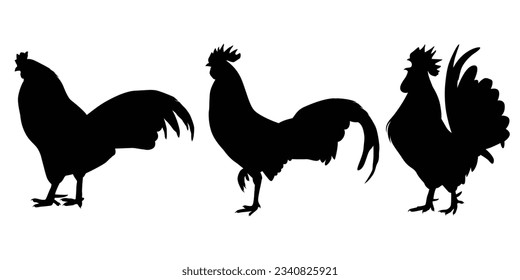 Farm Animal Rooster Silhouette Vektor Illustration