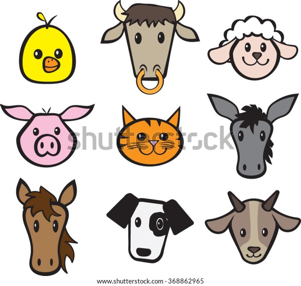 Farm Animal Set Clipart Vector Illustration Stock Vector Royalty