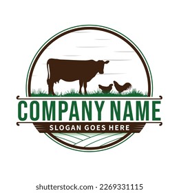 Farm animal sign. Symbol for farm products. Brand for agricultural company and agro business identity