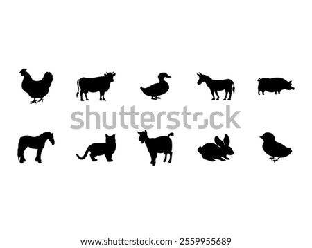 Farm Animal Silhouette Element Set