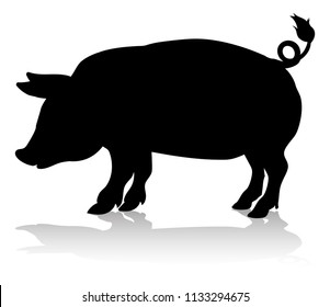 A farm animal silhouette of a pig