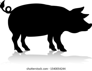 A farm animal silhouette of a pig