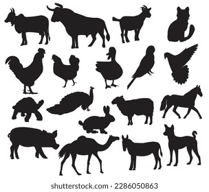 Farm Animal Silhouettes Vector in Adobe illustrator.