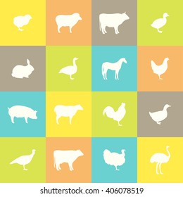 Farm animal silhouettes. Vector symbols.