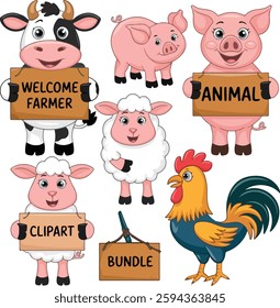 farm animal stickers set collection