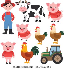 farm animal stickers set collection