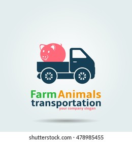 Farm Animal Transportation Vector Logo Design Template 