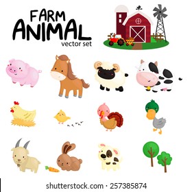 Farm Animal Vector Set -  No Background