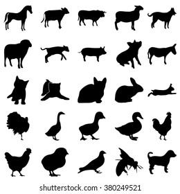 Farm animals 25 simple  icons set