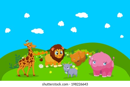 Farm Animals Background Stock Vector (royalty Free) 198226643 