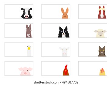 farm animals banner set