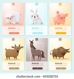 Farm animals banner for web design , vector , illustration