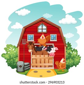 Farm animals in the barn 