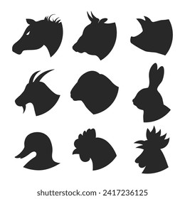 Farm animals and birds icon set vector illustration