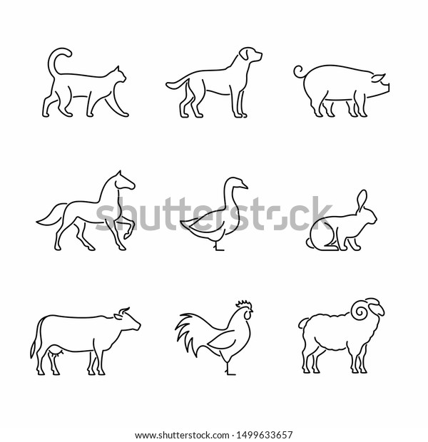 家畜と鳥のベクター画像アイコン ペット 家畜 家禽のイラスト のベクター画像素材 ロイヤリティフリー