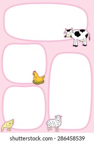 farm animals with blank border