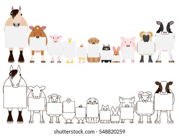 farm animals with board border set