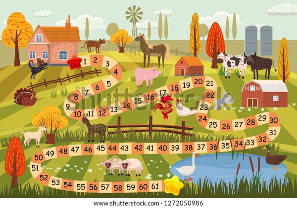 Farm Animals Board Game Cow Bull Stock Vector (Royalty Free) 1272050986 ...