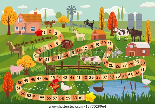 Farm Animals Board Game Cow Bull Image Vectorielle De Stock Libre De Droits 1273029964