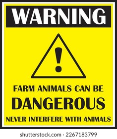 Farm animals can be dangerous beware farm animals warning sign vector