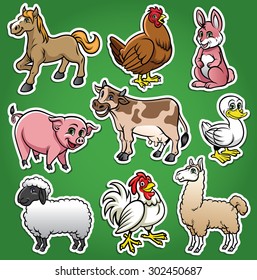 farm animals cartoon set