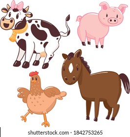 Conjunto de vectores de dibujos animados de granja