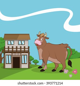 farm animals cartoons, vector illustration