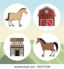 Farm animals cartoons, vector illustration