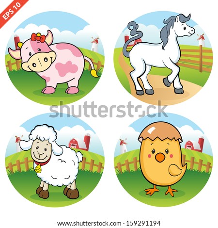 Farm Animals Clipart VECTOR Stock Vector (Royalty Free) 159291194