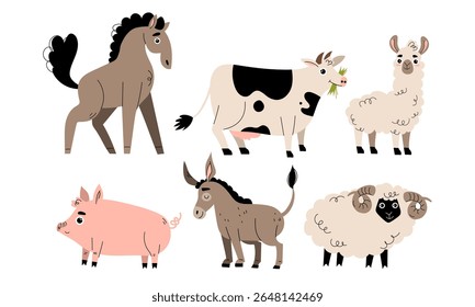 Farm Animals Collection Features a Horse, Cow, Pig, Goat, Donkey, and Sheep in total