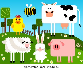 Farm animals collection, vector