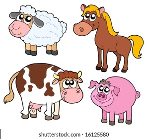 Farm animals collection - vector illustration.