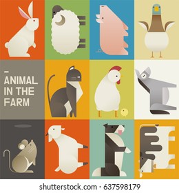 farm animals collection vector illustration flat design