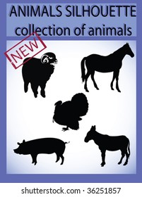 Farm animals collection, vector isolated objects