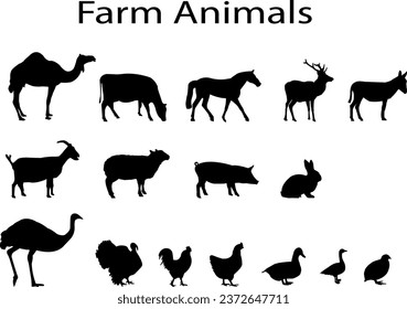 farm animals collection vector set