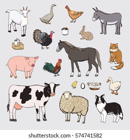 farm animals color set
