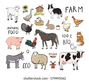 farm animals color set