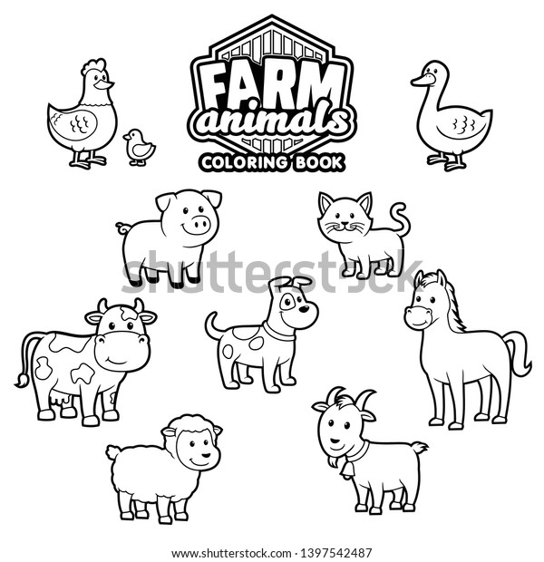 Download Farm Animals Coloring Book Vector Stock Vector Royalty Free 1397542487