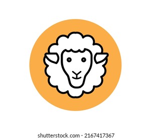 Farm animals concept, north sign on white background, silhouette of sheep face icon for mobile concept and web design. Vector graphics
