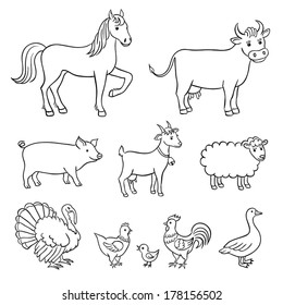 Farm animals in contours