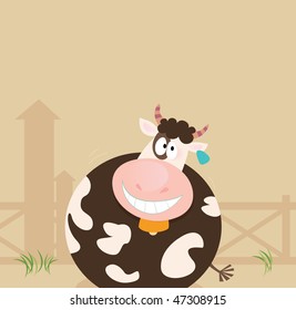 Nutztiere: Kuh. Landwirtschaftliche Szene mit Kuh. Vektorillustration Cartoon Illustration.