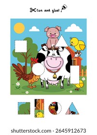 Farm Animals Cut and Glue Activity