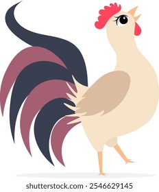 Farm Animals. Cute farm. Funny cockerel on a white background. Collection of farm animals. Baby flat vector illustration.