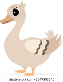 Farm Animals. Cute farm. Funny duck on a white background. Collection of farm animals. Baby flat vector illustration.