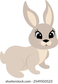 Animais De Exploração. Uma bela fazenda. Um coelho gordo cinzento fica sobre um fundo branco. Recolha de animais de criação. Ilustração do vetor plano do bebê. 