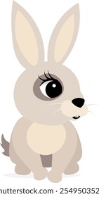 Animais De Exploração. Uma bela fazenda. Coelho cinza sobre fundo branco. Recolha de animais de criação. Ilustração do vetor plano do bebê.